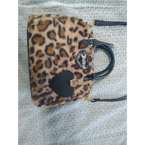Juicy Faux Fur Leopard Satchel Bag Y2k Nwt - Picture 2 of 11